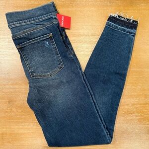NWT Spanx Distressed Skinny Jeans Medium Wash High‎ 10” Rise Size S